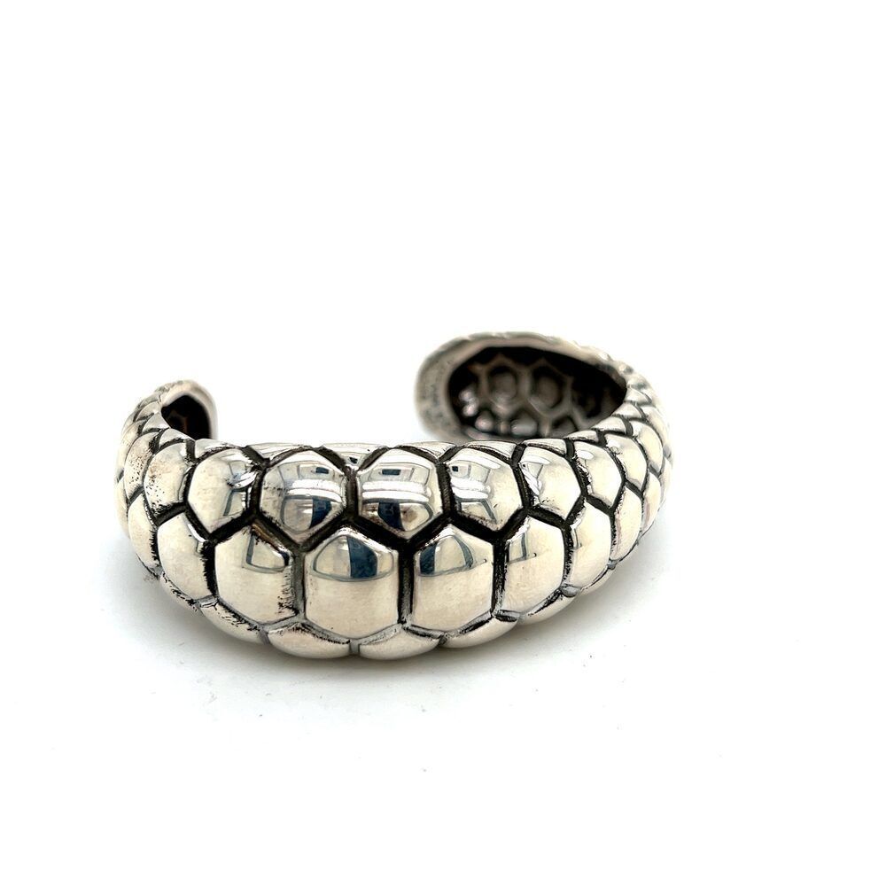 Tiffany & Co Bangle Bracelet 7.5" Medium Beehive Design Sterling Silver TIF885 - Picture 4 of 7